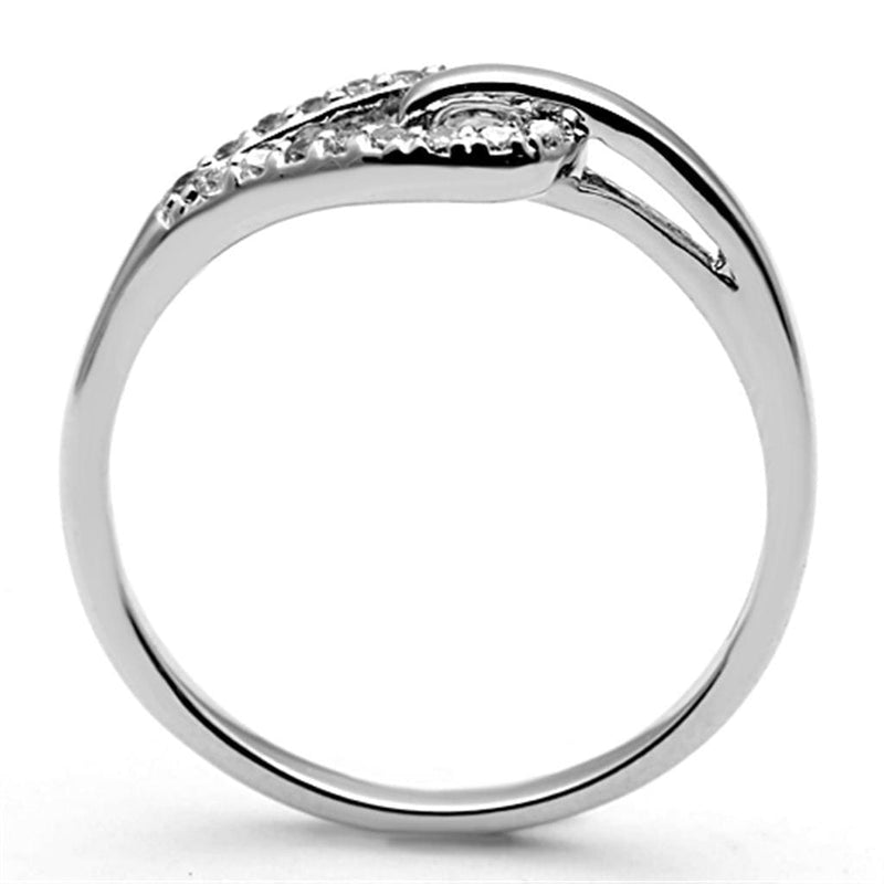 Proposal Ring 3W465 Rhodium Brass Ring with AAA Grade CZ