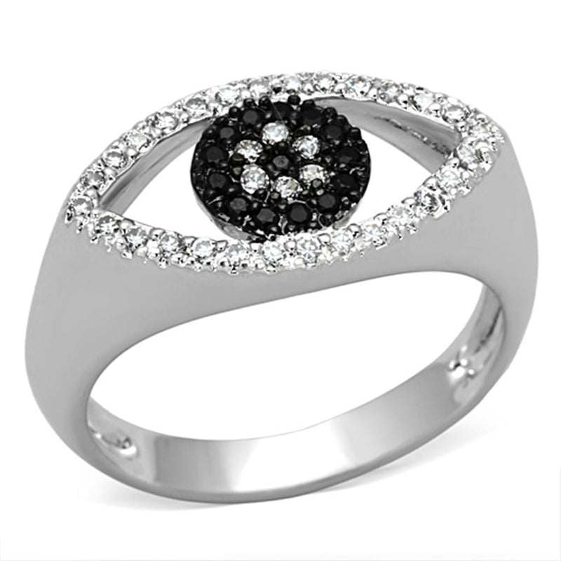 Proposal Ring 3W470 Rhodium + Ruthenium Brass Ring with CZ