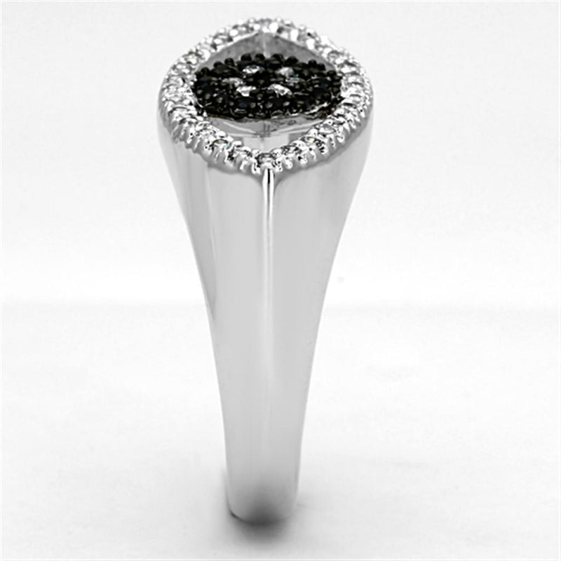 Proposal Ring 3W470 Rhodium + Ruthenium Brass Ring with CZ