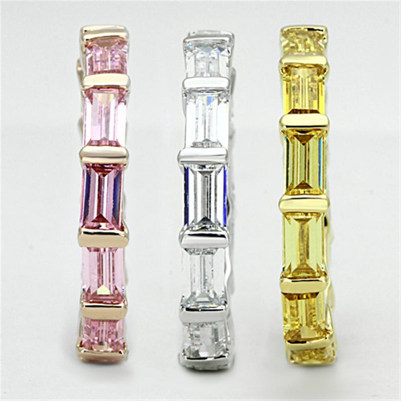Proposal Ring 3W473 Tricolor Brass Ring with AAA Grade CZ