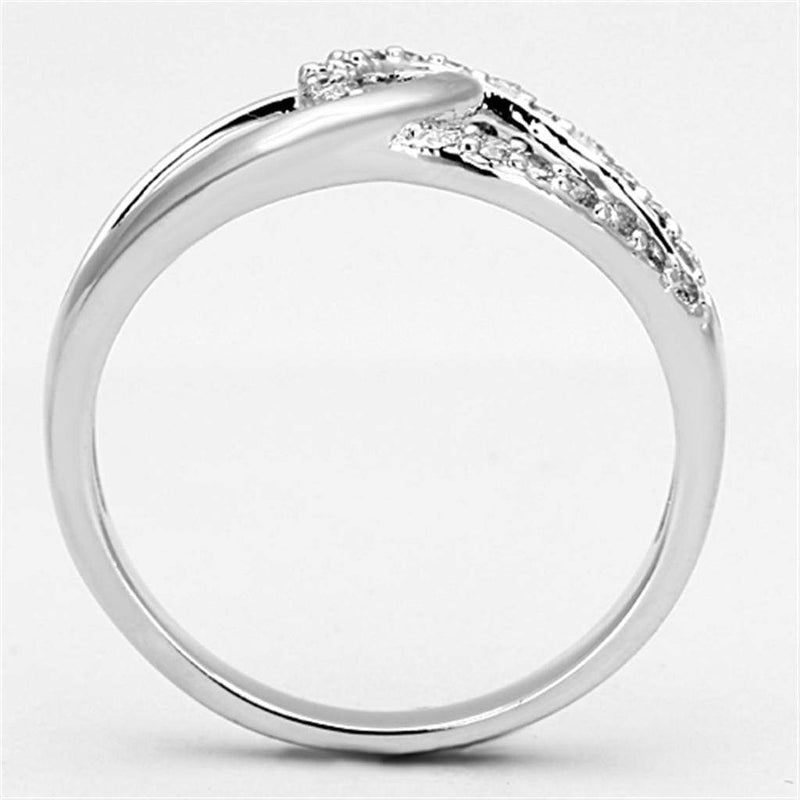 Proposal Ring 3W474 Rhodium Brass Ring with AAA Grade CZ