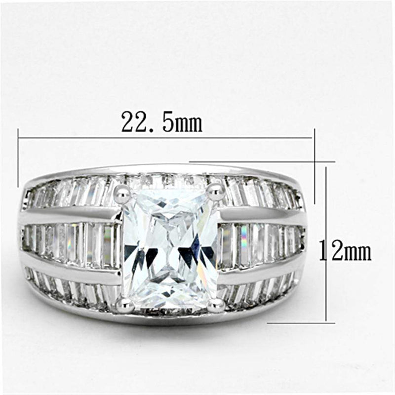 Proposal Ring 3W475 Rhodium Brass Ring with AAA Grade CZ