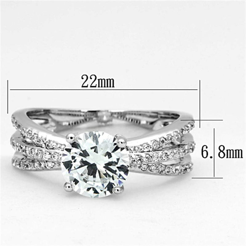 Proposal Ring 3W478 Rhodium Brass Ring with AAA Grade CZ