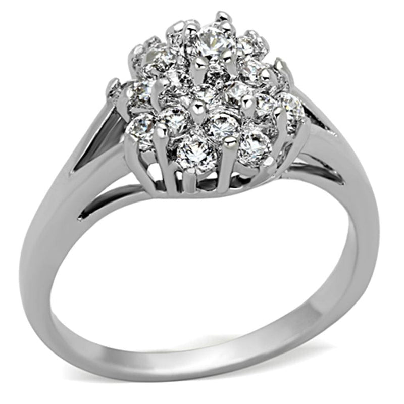 Proposal Ring 3W479 Rhodium Brass Ring with AAA Grade CZ