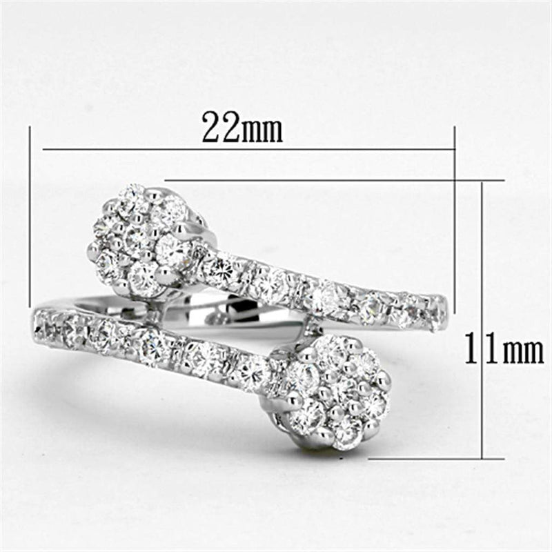 Proposal Ring 3W490 Rhodium Brass Ring with AAA Grade CZ