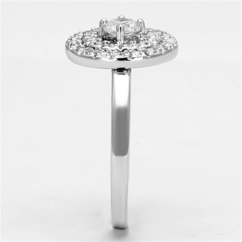 Proposal Ring 3W493 Rhodium Brass Ring with AAA Grade CZ