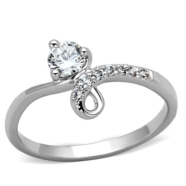 Proposal Ring 3W497 Rhodium Brass Ring with AAA Grade CZ