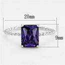 Proposal Ring 3W498 Rhodium Brass Ring with AAA Grade CZ in Amethyst