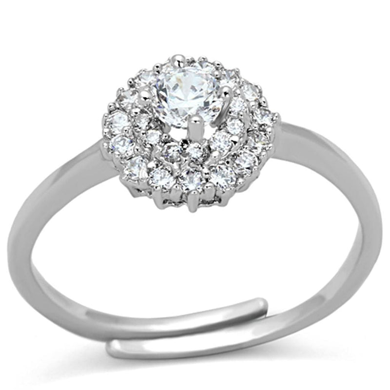 Proposal Ring 3W501 Rhodium Brass Ring with AAA Grade CZ