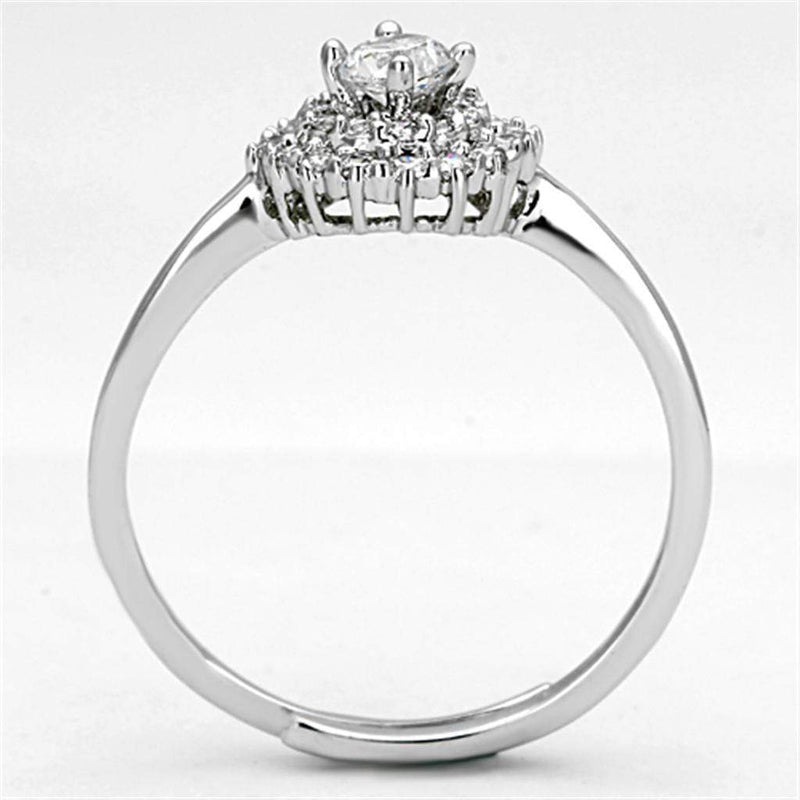 Proposal Ring 3W501 Rhodium Brass Ring with AAA Grade CZ