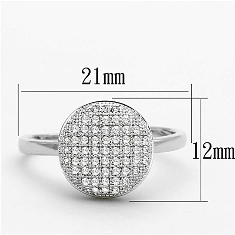 Proposal Ring 3W502 Rhodium Brass Ring with AAA Grade CZ