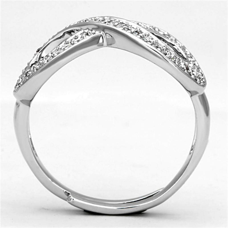 Proposal Ring 3W503 Rhodium Brass Ring with AAA Grade CZ