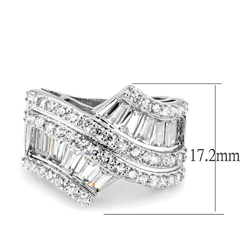 Right Hand Ring 3W1501 Rhodium Brass Ring with AAA Grade CZ