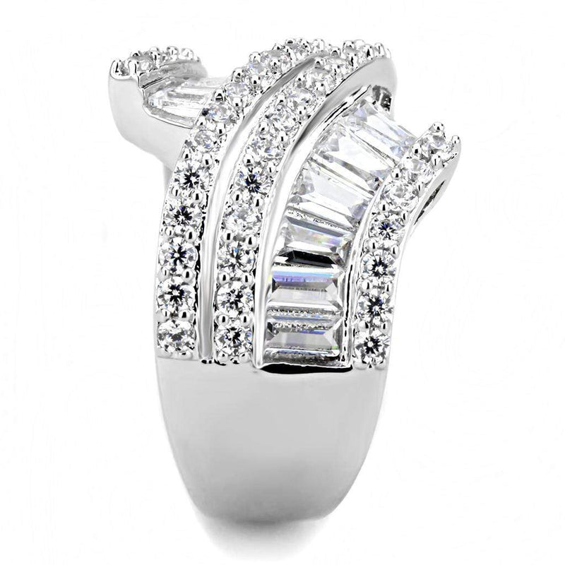 Right Hand Ring 3W1501 Rhodium Brass Ring with AAA Grade CZ