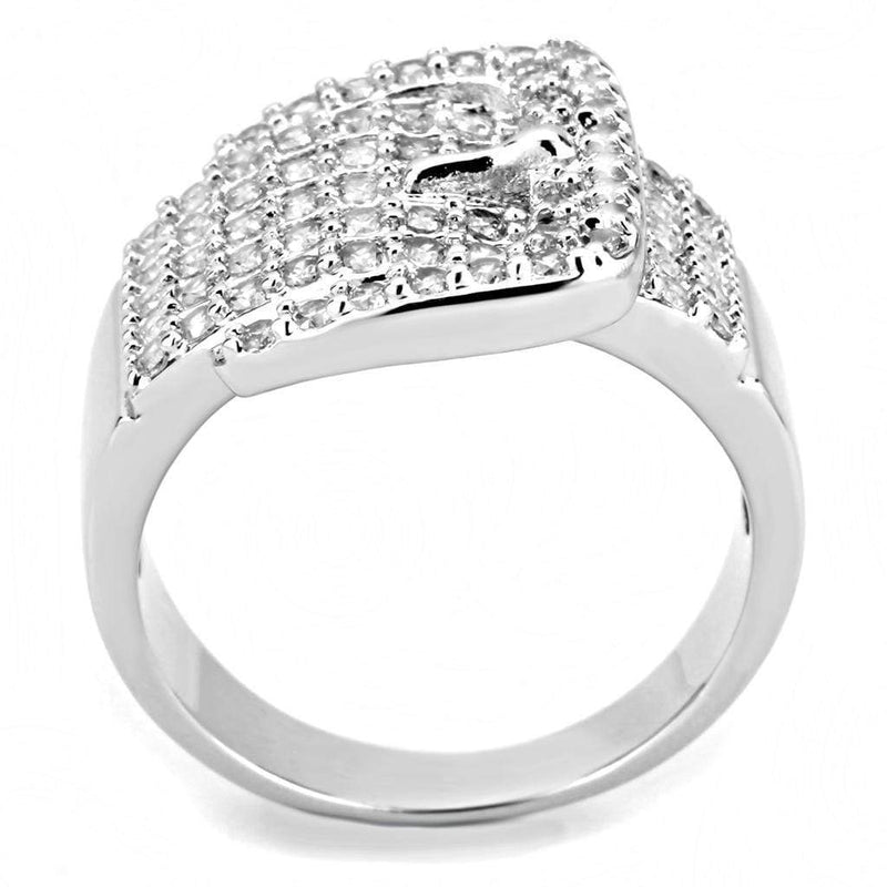 Right Hand Ring 3W1502 Rhodium Brass Ring with AAA Grade CZ