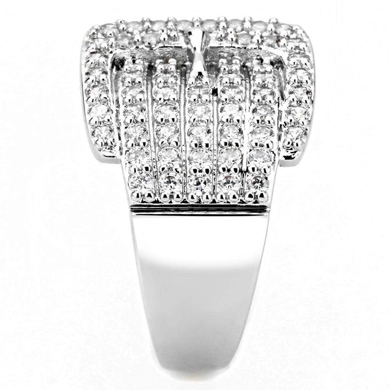 Right Hand Ring 3W1502 Rhodium Brass Ring with AAA Grade CZ