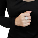 Right Hand Ring 3W1502 Rhodium Brass Ring with AAA Grade CZ