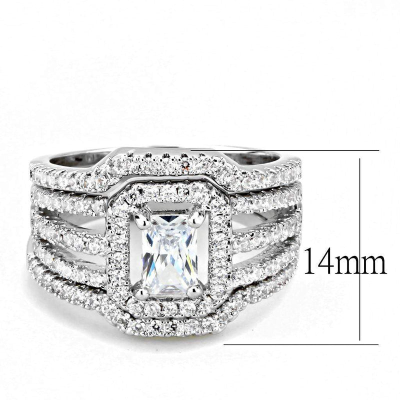 Right Hand Ring 3W1503 Rhodium Brass Ring with AAA Grade CZ