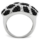 Right Hand Ring 3W151 Rhodium + Ruthenium Brass Ring with Top Grade Crystal