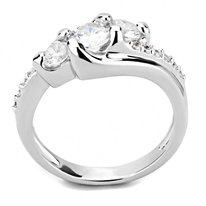 Right Hand Ring 3W1512 Rhodium Brass Ring with AAA Grade CZ