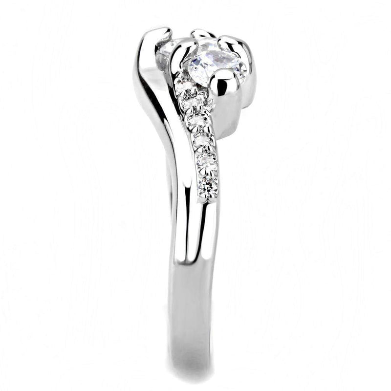 Right Hand Ring 3W1512 Rhodium Brass Ring with AAA Grade CZ