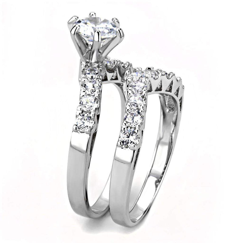 Right Hand Ring 3W1513 Rhodium Brass Ring with AAA Grade CZ