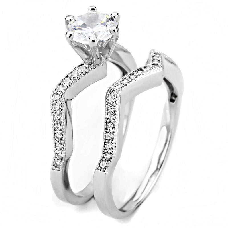 Right Hand Ring 3W1514 Rhodium Brass Ring with AAA Grade CZ