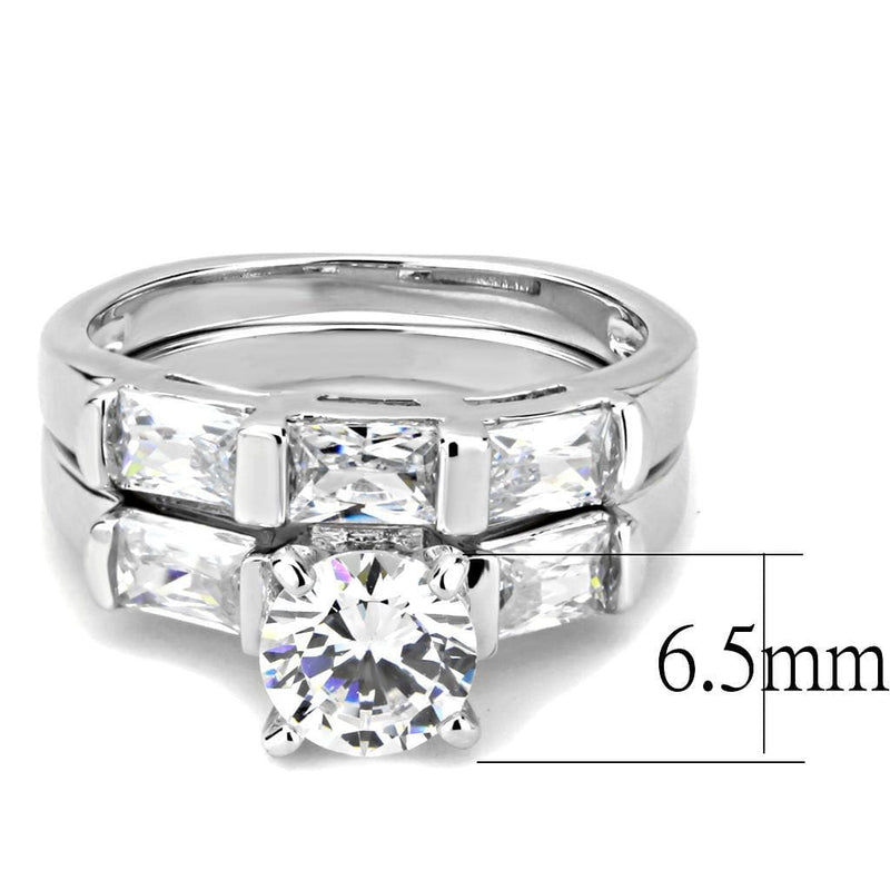 Right Hand Ring 3W1515 Rhodium Brass Ring with AAA Grade CZ