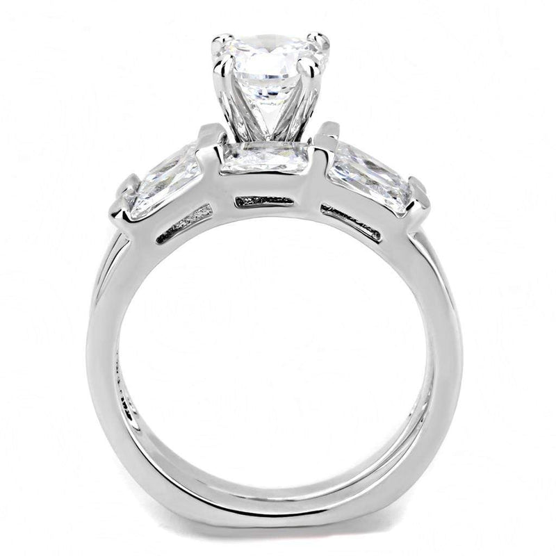 Right Hand Ring 3W1515 Rhodium Brass Ring with AAA Grade CZ