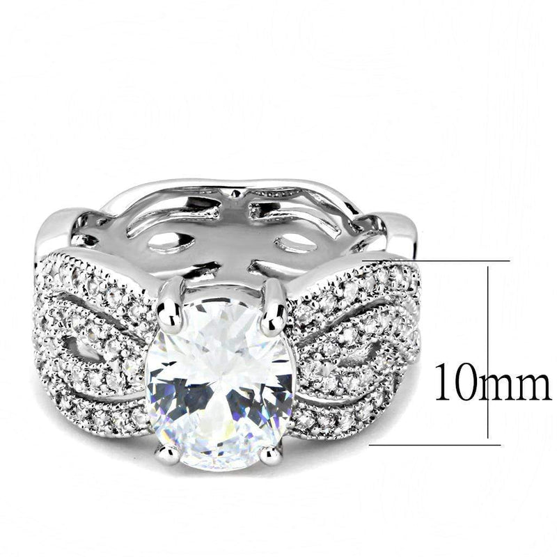 Right Hand Ring 3W1517 Rhodium Brass Ring with AAA Grade CZ