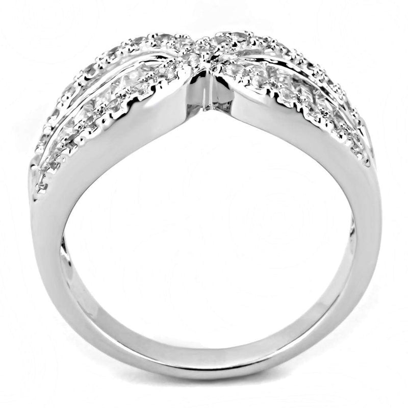 Right Hand Ring 3W1518 Rhodium Brass Ring with AAA Grade CZ