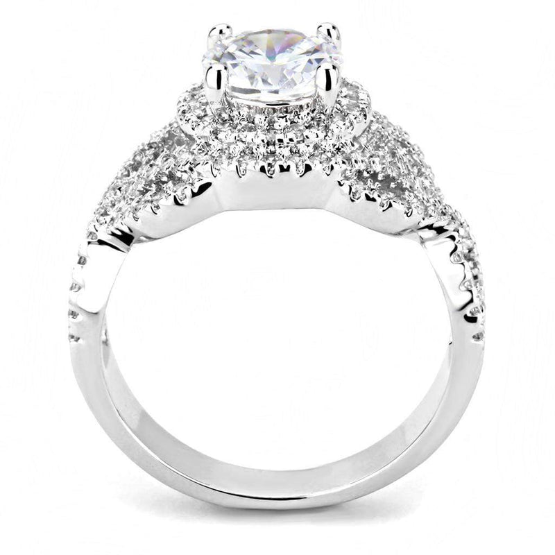 Right Hand Ring 3W1519 Rhodium Brass Ring with AAA Grade CZ