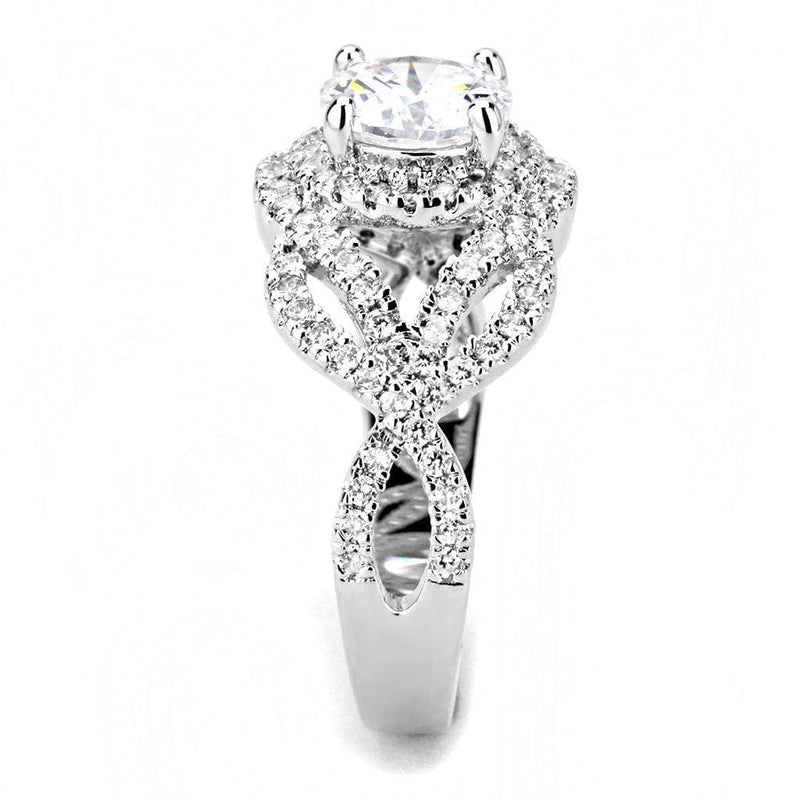 Right Hand Ring 3W1519 Rhodium Brass Ring with AAA Grade CZ