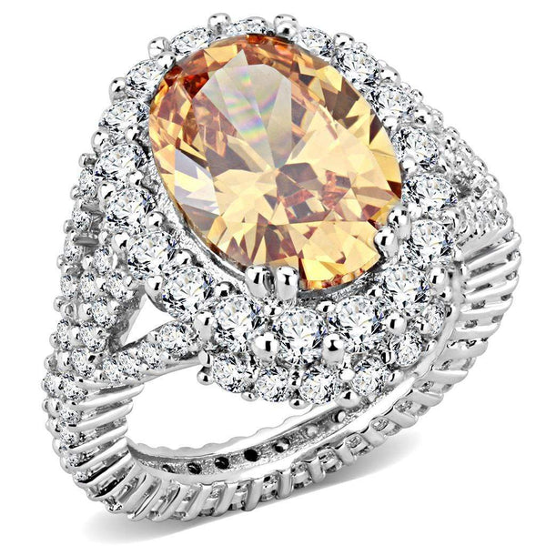 Right Hand Ring 3W1523 Rhodium Brass Ring with AAA Grade CZ