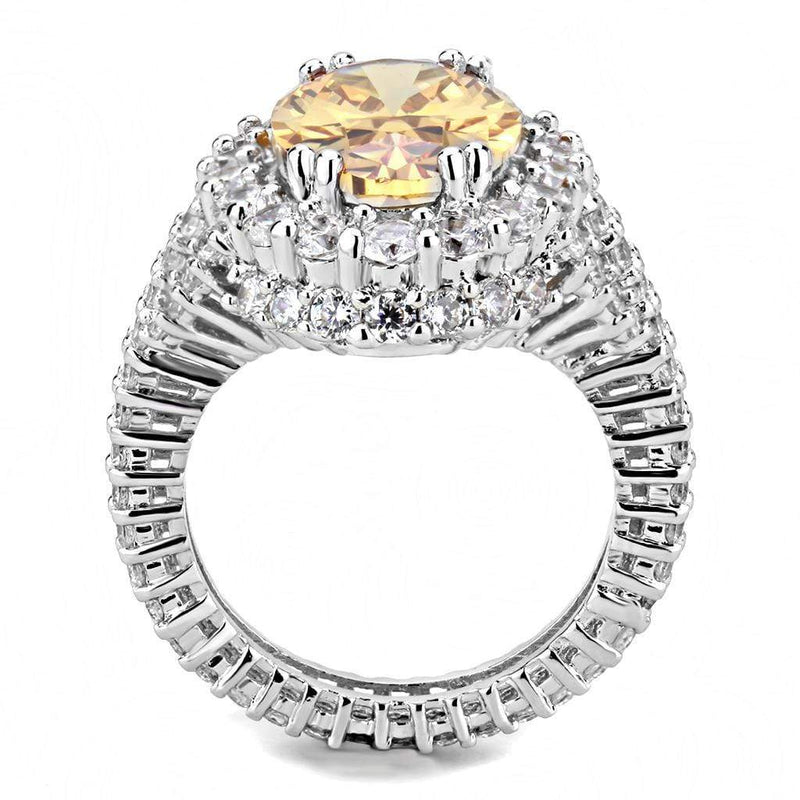 Right Hand Ring 3W1523 Rhodium Brass Ring with AAA Grade CZ