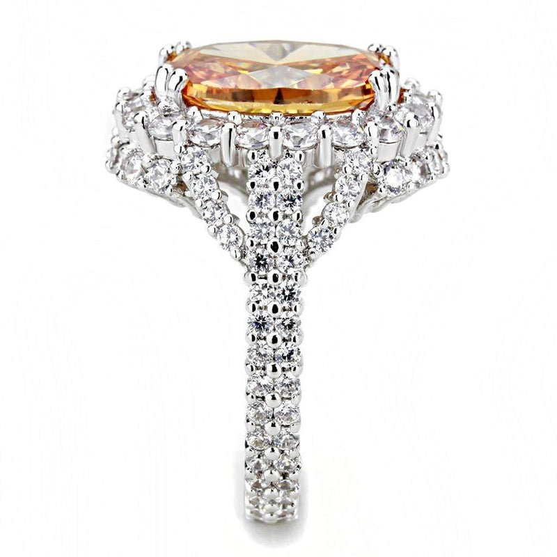 Right Hand Ring 3W1523 Rhodium Brass Ring with AAA Grade CZ