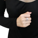 Right Hand Ring 3W1529 Rhodium Brass Ring with AAA Grade CZ