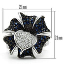 Right Hand Ring 3W153 Rhodium + Ruthenium Brass Ring with AAA Grade CZ