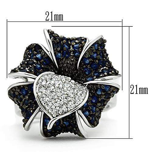 Right Hand Ring 3W153 Rhodium + Ruthenium Brass Ring with AAA Grade CZ