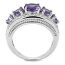 Right Hand Ring 3W1530 Rhodium Brass Ring with Synthetic in Amethyst