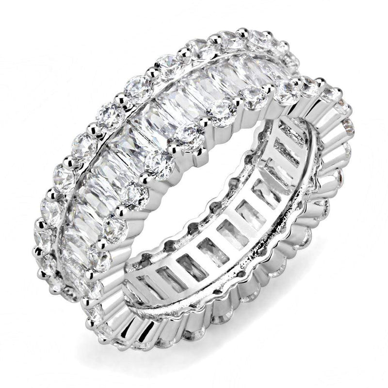 Right Hand Ring 3W1531 Rhodium Brass Ring with AAA Grade CZ