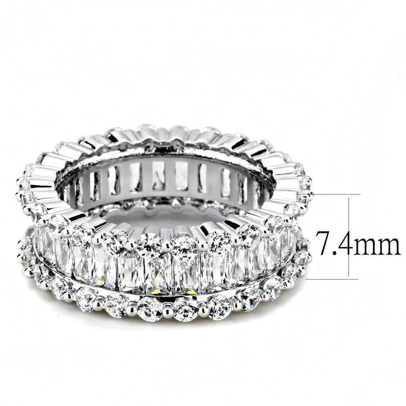 Right Hand Ring 3W1531 Rhodium Brass Ring with AAA Grade CZ