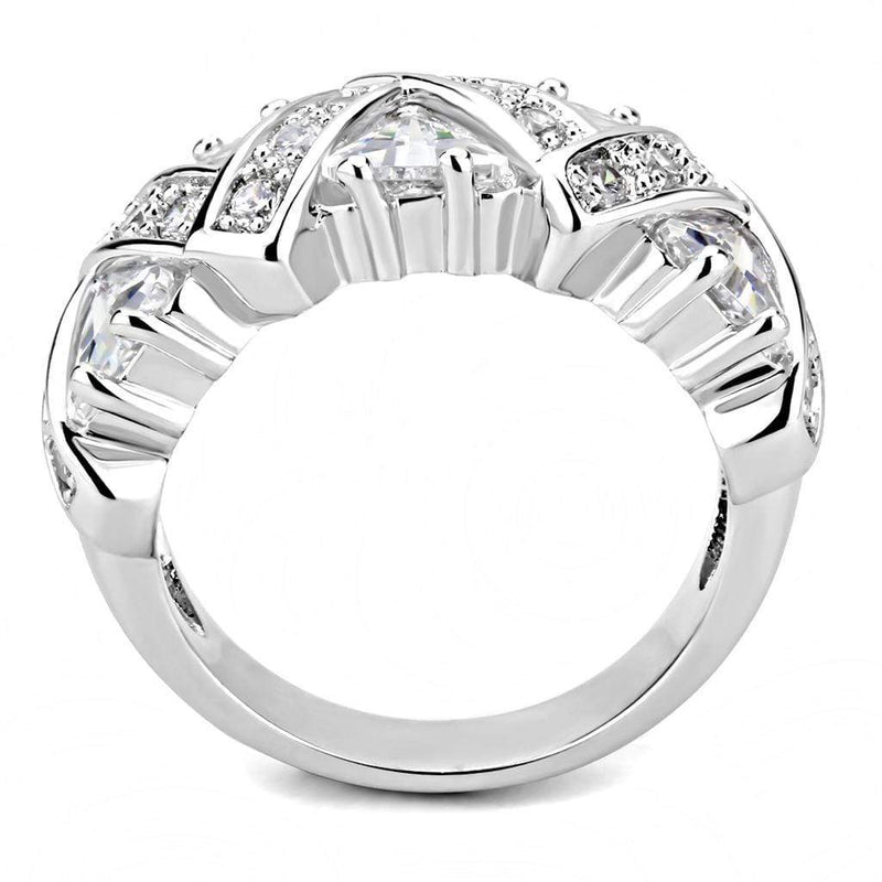 Right Hand Ring 3W1533 Rhodium Brass Ring with AAA Grade CZ