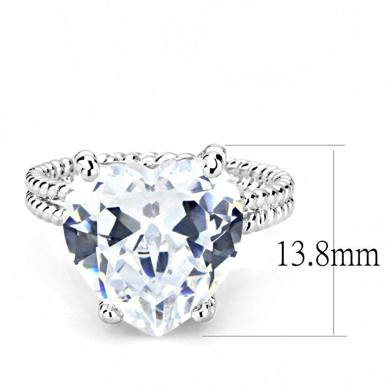 Right Hand Ring 3W1536 Rhodium Brass Ring with AAA Grade CZ