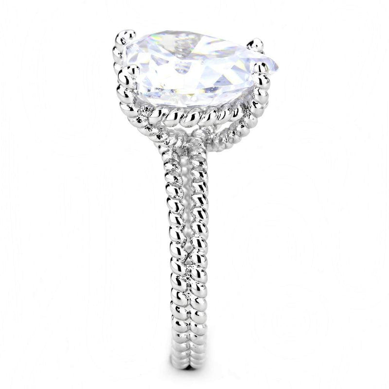 Right Hand Ring 3W1536 Rhodium Brass Ring with AAA Grade CZ