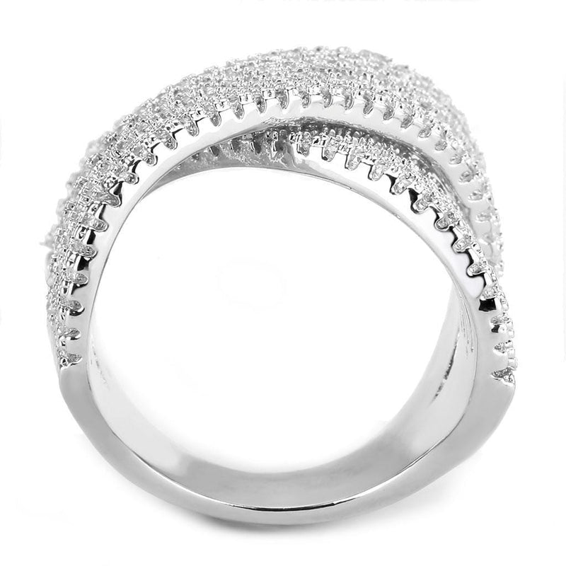 Right Hand Ring 3W1539 Rhodium Brass Ring with AAA Grade CZ