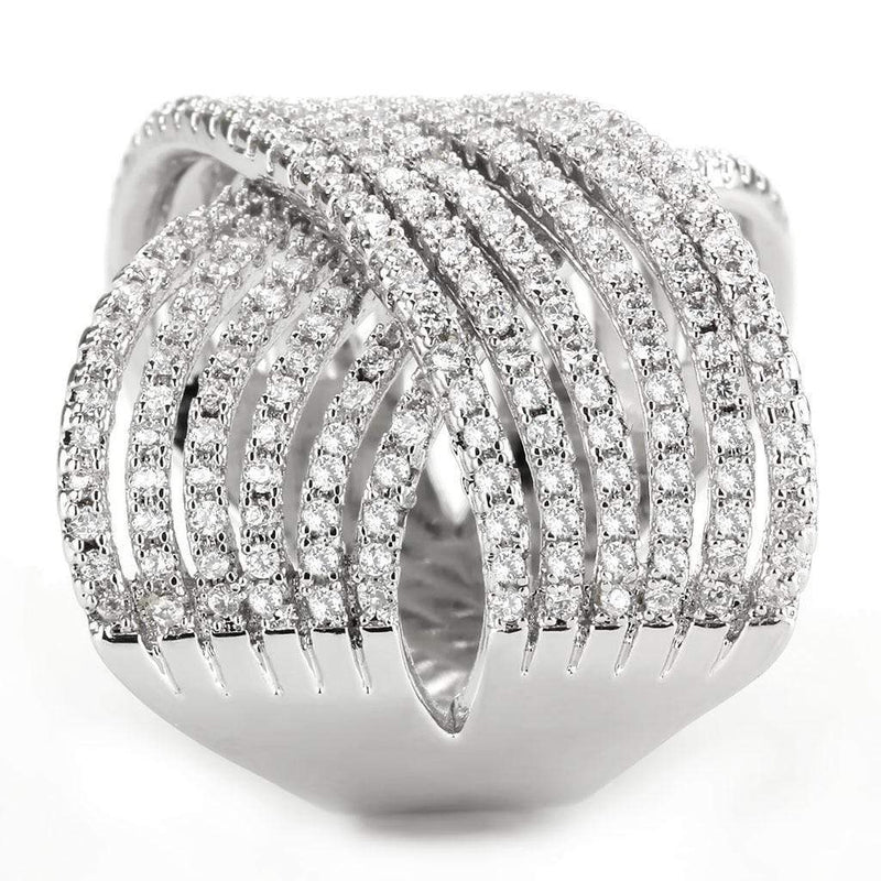 Right Hand Ring 3W1539 Rhodium Brass Ring with AAA Grade CZ