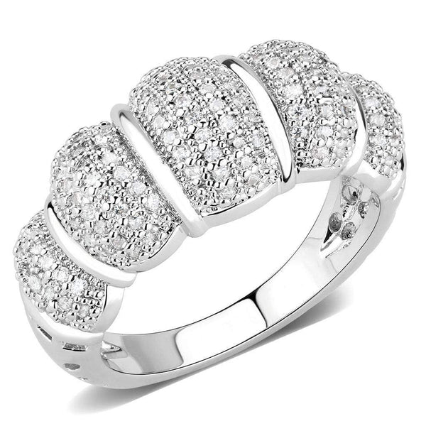 Right Hand Ring 3W1540 Rhodium Brass Ring with AAA Grade CZ