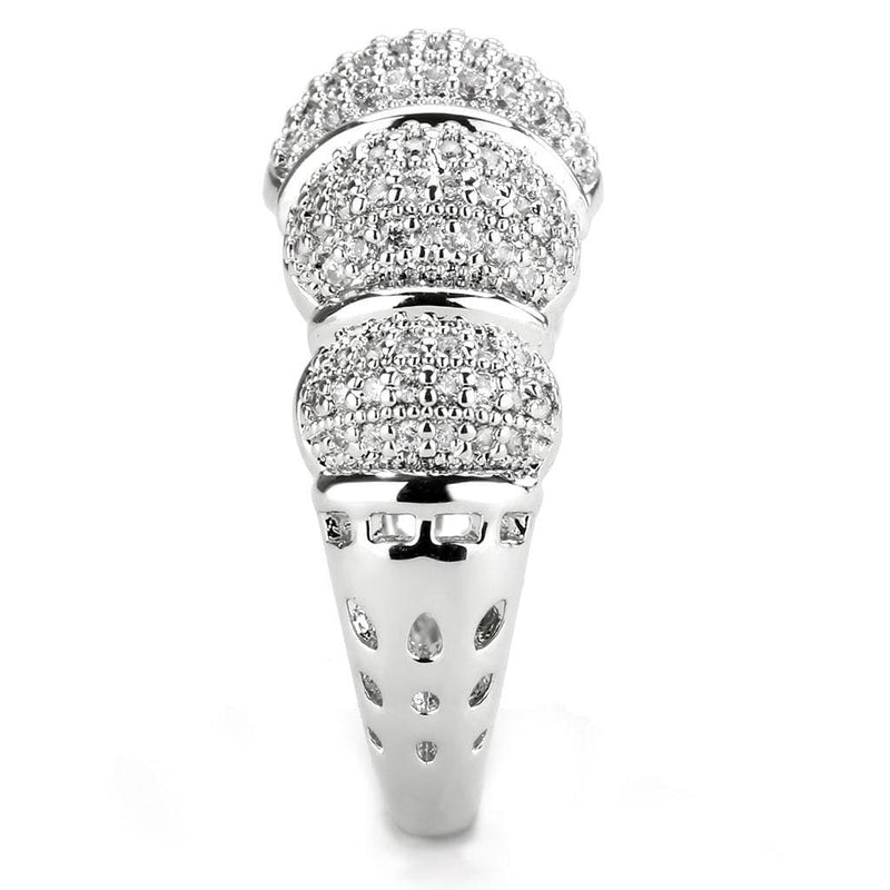 Right Hand Ring 3W1540 Rhodium Brass Ring with AAA Grade CZ