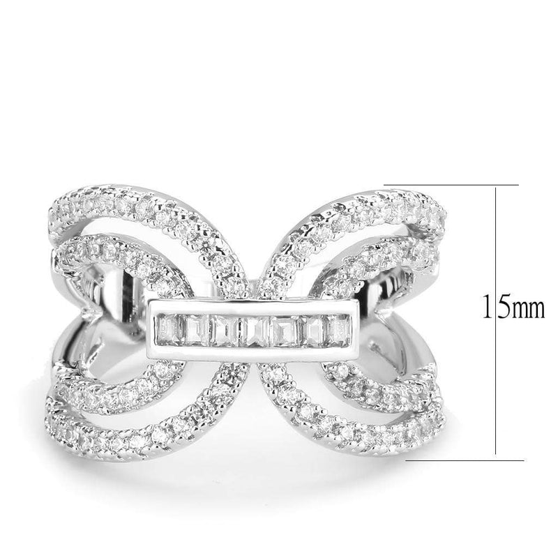 Right Hand Ring 3W1541 Rhodium Brass Ring with AAA Grade CZ